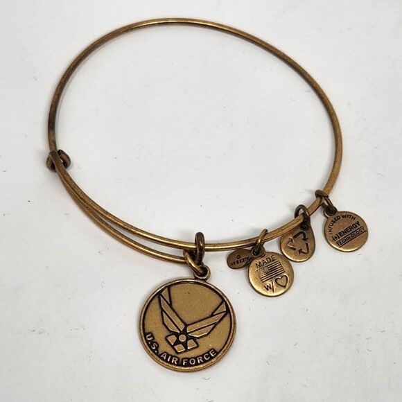 ALEX and ANI Airforce Gold Tone Bangle Bracelet - Picture 1 of 6